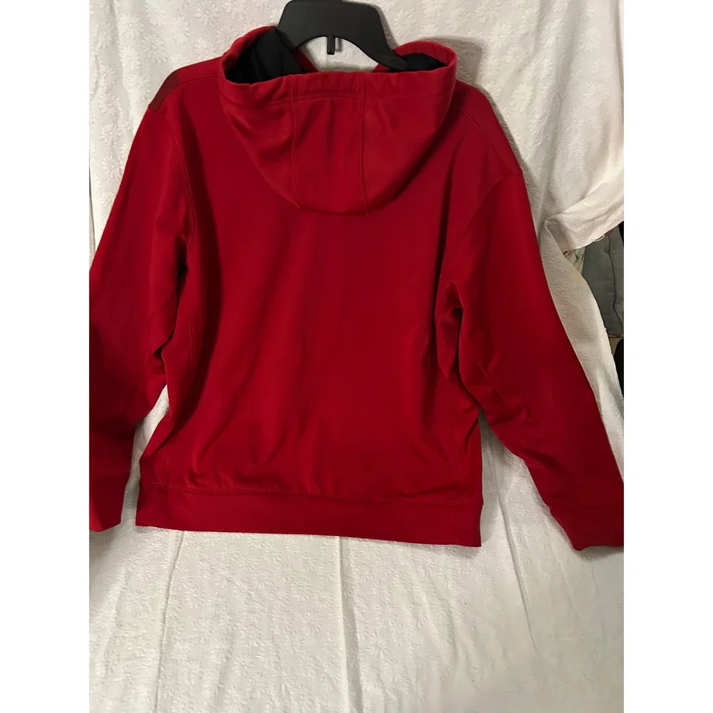 Nike Therma-FIT Hoodie Mens Large Red Burgundy Diagonal Colorblock Sweatshirt